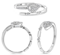 ESTATE .12CT DIAMOND 14KT WHITE GOLD 3D ROUND CLUSTER BY THE YARD SNAKE RING