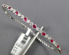 1.07CT DIAMOND & AAA RUBY 18KT WHITE GOLD 3D SEMI ETERNITY LOVE BANGLE BRACELET