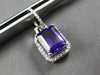LARGE 6.32CT DIAMOND & AAA AMETHYST 14KT WHITE GOLD HALO HUGGIE HANGING EARRINGS