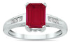 2.25CT DIAMOND & AAA RUBY 14KT WHITE GOLD 3D EMERALD CUT & ROUND ENGAGEMENT RING