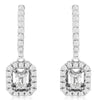 .50CT DIAMOND 14KT WHITE GOLD 3D ROUND & BAGUETTE OCTAGON HALO HANGING EARRINGS