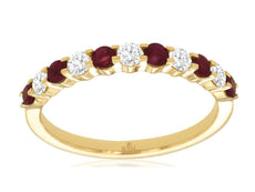 .80CT DIAMOND & AAA RUBY 14KT YELLOW GOLD ROUND SEMI ETERNITY ANNIVERSARY RING
