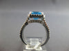 6.40CT DIAMOND & AAA BLUE TOPAZ 14KT WHITE GOLD 3D EMERALD CUT & ROUND HALO RING