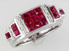 1.97CT DIAMOND & AAA RUBY 14KT WHITE GOLD 3D CLASSIC PRINCESS & ROUND LOVE RING