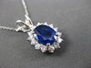 ESTATE LARGE 3.23CT DIAMOND & AAA SAPPHIRE 14KT WHITE GOLD OVAL FLOATING PENDANT