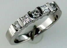 .58CT DIAMOND 14KT WHITE GOLD ROUND & PRINCESS 5 STONE CHANNEL ANNIVERSARY RING