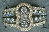 ESTATE 1.26CT DIAMOND 18KT WHITE & ROSE GOLD 3D MULTI ROW FLOWER OVAL FUN RING