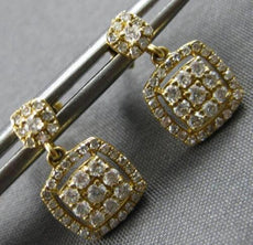 ESTATE .62CT DIAMOND 14KT YELLOW GOLD 3D CLUSTER SQUARE FUN HANGING EARRINGS