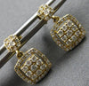 ESTATE .62CT DIAMOND 14KT YELLOW GOLD 3D CLUSTER SQUARE FUN HANGING EARRINGS