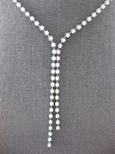 4.32CT DIAMOND 14KT WHITE GOLD BY THE YARD SEMI ETERNITY 2 ROW LARIAT NECKLACE