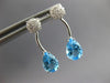 1.8CT DIAMOND & AAA BLUE TOPAZ 14K WHITE GOLD PEAR SHAPE FLOWER HANGING EARRINGS