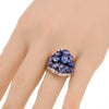 12.84CT DIAMOND & AAA CABOCHON SAPPHIRE 18KT WHITE GOLD 3D OVAL & ROUND FUN RING