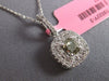 .75CT WHITE & FANCY GREEN DIAMOND 18KT WHITE GOLD PRINCESS & ROUND HALO PENDANT