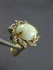 ANTIQUE WIDE 3.20CT DIAMOND & AAA OPAL 14KT YELLOW GOLD OVAL FLOWER RING #27504