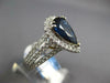 LARGE 3.4CT DIAMOND & AAA SAPPHIRE 14KT WHITE GOLD 3D PEAR SHAPE ENGAGEMENT RING