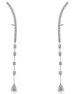 LONG .62CT DIAMOND 14KT WHITE GOLD 3D BY THE YARD TEAR DROP FUN HANGING EARRINGS