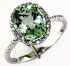 2.55CT DIAMOND & AAA GREEN AMETHYST 14KT WHITE GOLD OVAL & ROUND HALO FUN RING
