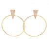 LARGE .57CT DIAMOND 18K YELLOW GOLD 3D TRIANGULAR SIDEWAYS HOOP HANGING EARRINGS