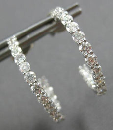 ESTATE 1.62CT DIAMOND 18K WHITE GOLD 3D CLASSIC INSIDE OUT HOOP HANGING EARRINGS