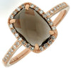 Estate 1.64Ct Diamond & AAA Smokey Topaz 14K Rose Gold Cushion & Round Rectangular Ring