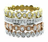 LARGE 1.03CT DIAMOND 18KT TRI COLOR GOLD 3D MULTI ROW STACKABLE ANNIVERSARY RING