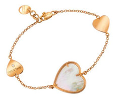5.51CT DIAMOND & AAA MOTHER OF PEARL 18K ROSE GOLD 3D HEART BY THE YARD BRACELET