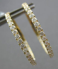 ESTATE 1.02CT DIAMOND 18KT YELLOW GOLD CLASSIC INSIDE OUT HOOP HANGING EARRINGS