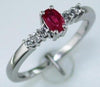 ESTATE .36CT DIAMOND & AAA RUBY 14K WHITE GOLD CLASSIC OVAL & ROUND PROMISE RING