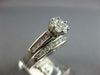 ESTATE 1CT DIAMOND 14K WHITE GOLD FLOWER ENGAGEMENT WEDDING ANNIVERSARY RING SET