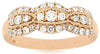 ESTATE .57CT DIAMOND 14KT ROSE GOLD 3D 3 STONE GRADUATING HALO ANNIVERSARY RING