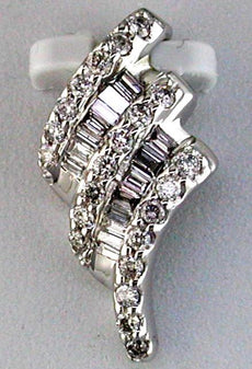 .32CT DIAMOND 14KT WHITE GOLD 3D ROUND & BAGUETTE MULTI ROW FUN FLOATING PENDANT
