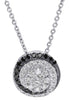 .51CT WHITE & BLACK DIAMOND 18KT WHITE GOLD CIRCULAR FILIGREE FLOATING PENDANT