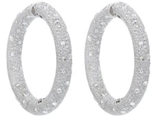 EXTRA LARGE 27.52CT DIAMOND 18KT WHITE GOLD MULTI ROW INSIDE OUT HOOP EARRINGS