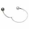 1.03CT DIAMOND WHITE & TAHITIAN SOUTH SEA PEARL 18K WHITE GOLD BANGLE BRACELET