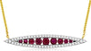.90CT DIAMOND & AAA RUBY 14K YELLOW GOLD GRADUATING LEAF MARQUISE SHAPE NECKLACE