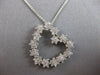 LARGE 1.50CT DIAMOND 14KT WHITE GOLD MULTI FLOWER OPEN HEART LOVE PENDANT #27732