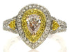 .67CT WHITE PINK & FANCY YELLOW DIAMOND 18K TRI COLOR GOLD HALO ENGAGEMENT RING