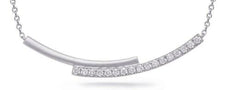 .20CT DIAMOND 14KT WHITE GOLD DOUBLE BAR CRISS CROSS MATTE & SHINY LOVE NECKLACE