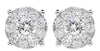 1.09CT DIAMOND 18KT WHITE GOLD 3D SOLITAIRE HALO FLOWER FILIGREE STUD EARRINGS