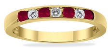 .66CT DIAMOND & AAA RUBY 14KT YELLOW GOLD 3D CHANNEL WEDDING ANNIVERSARY RING