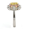 LARGE 1.9CT WHITE PINK & FANCY YELLOW DIAMOND 18K TRI COLOR GOLD ENGAGEMENT RING