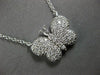 ESTATE LARGE 1.02CT DIAMOND 14KT WHITE GOLD 3D CLASSIC BUTTERFLY LOVE NECKLACE