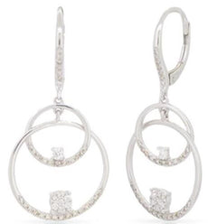 .47CT DIAMOND 14KT WHITE GOLD CLASSIC DOUBLE CIRCULAR LOVE KNOT FLORAL EARRINGS