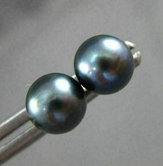 ESTATE AAA TAHITIAN PEARL 14KT WHITE GOLD 3D CLASSIC ROUND SOLITAIRE EARRINGS