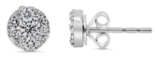 .49CT DIAMOND 14KT WHITE GOLD 3D ROUND CLASSIC SOLITAIRE FLORAL STUD EARRINGS