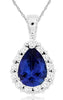 1.4CT DIAMOND & AAA TANZANITE 14K WHITE GOLD PEAR SHAPE & ROUND FLOATING PENDANT