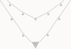.39CT DIAMOND 14KT WHITE GOLD TRIANGULAR DOUBLE STAND BY THE YARD LOVE NECKLACE