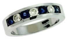 .92CT DIAMOND & AAA SAPPHIRE 14KT WHITE GOLD 3D ROUND CLASSIC CHANNEL FUN RING