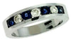 .92CT DIAMOND & AAA SAPPHIRE 14KT WHITE GOLD 3D ROUND CLASSIC CHANNEL FUN RING