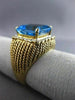 ESTATE LARGE 4.31CT DIAMOND & AAA BLUE TOPAZ 14KT TWO TONE GOLD HALO MESH RING
